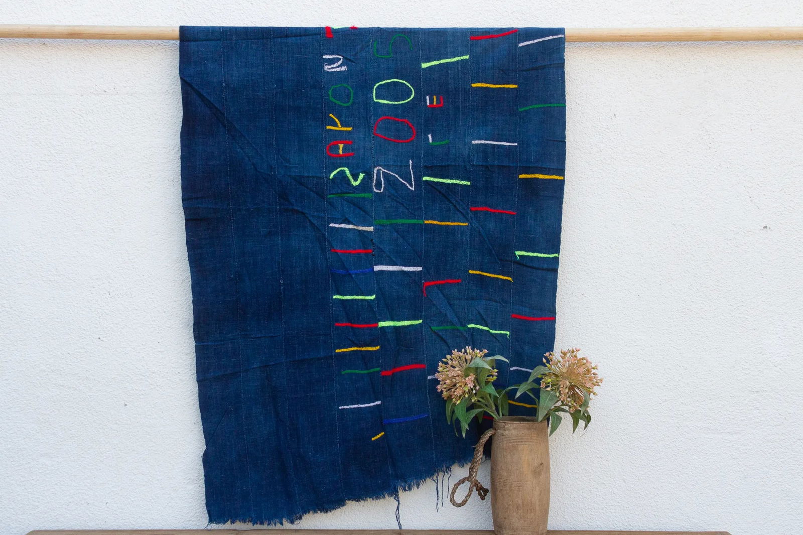 Vintage Blue Embroidery Throw - 2