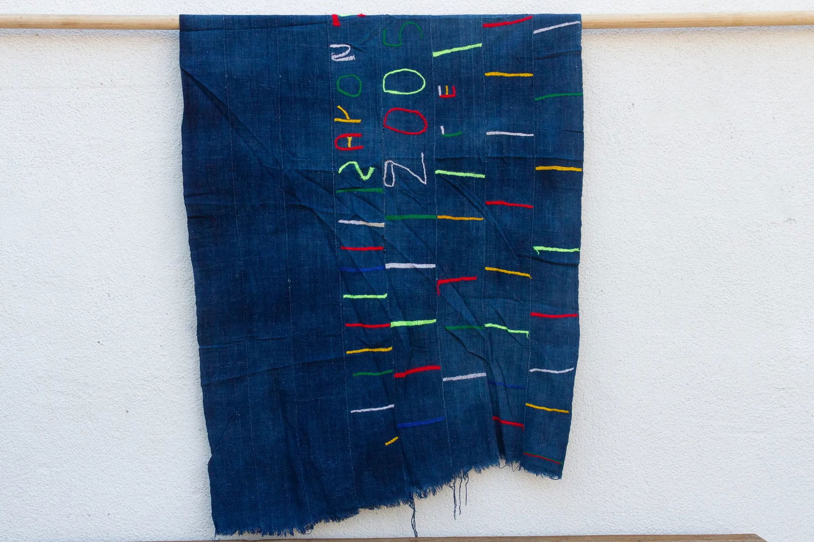 Vintage Blue Embroidery Throw - 3