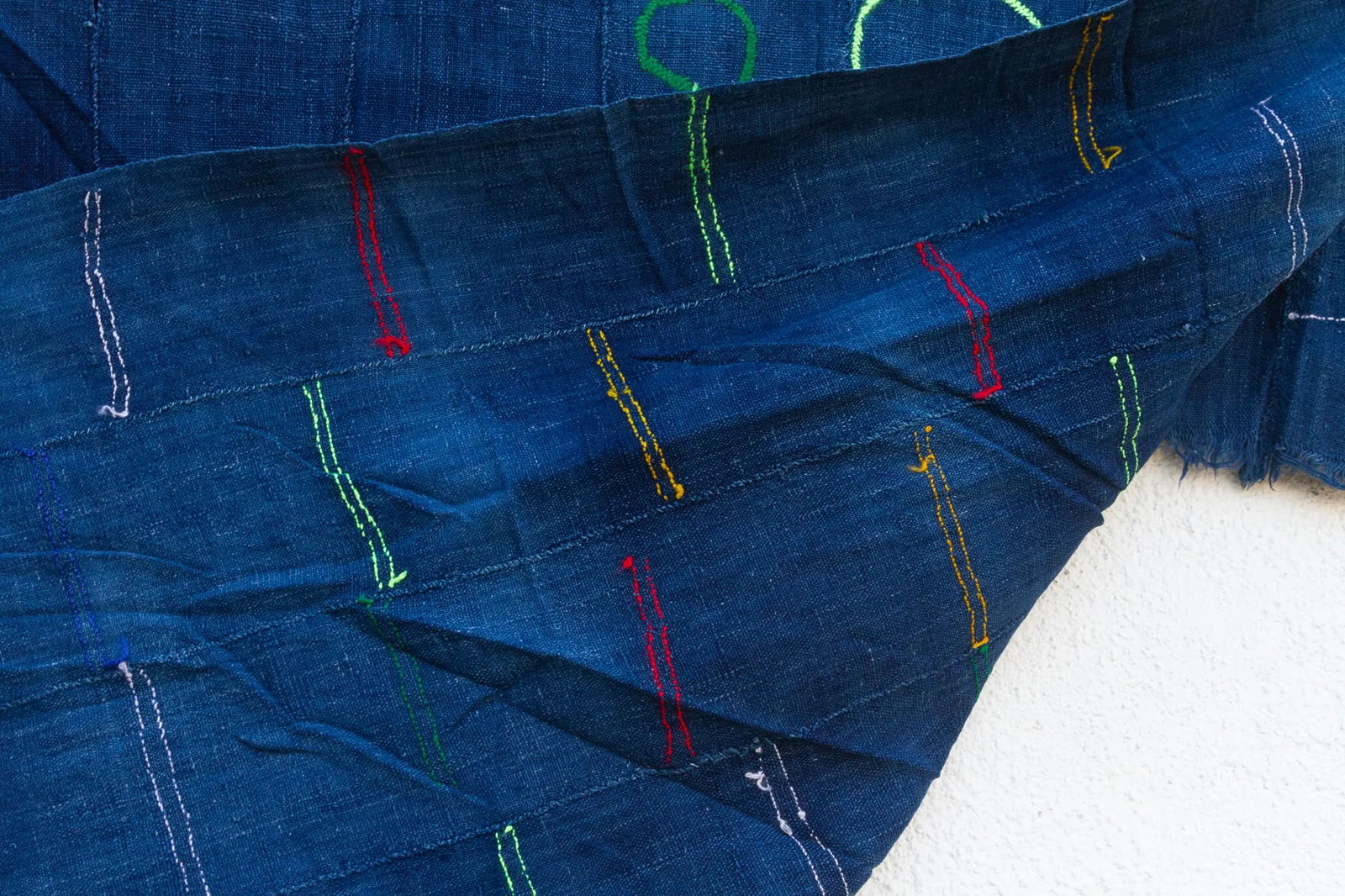 Vintage Blue Embroidery Throw - 5