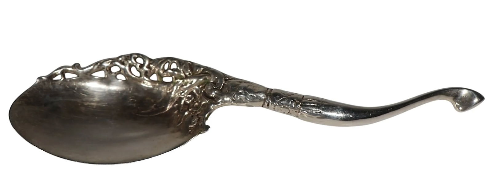Ornate Art Nouveau Style Silver Serving Spoon - 2