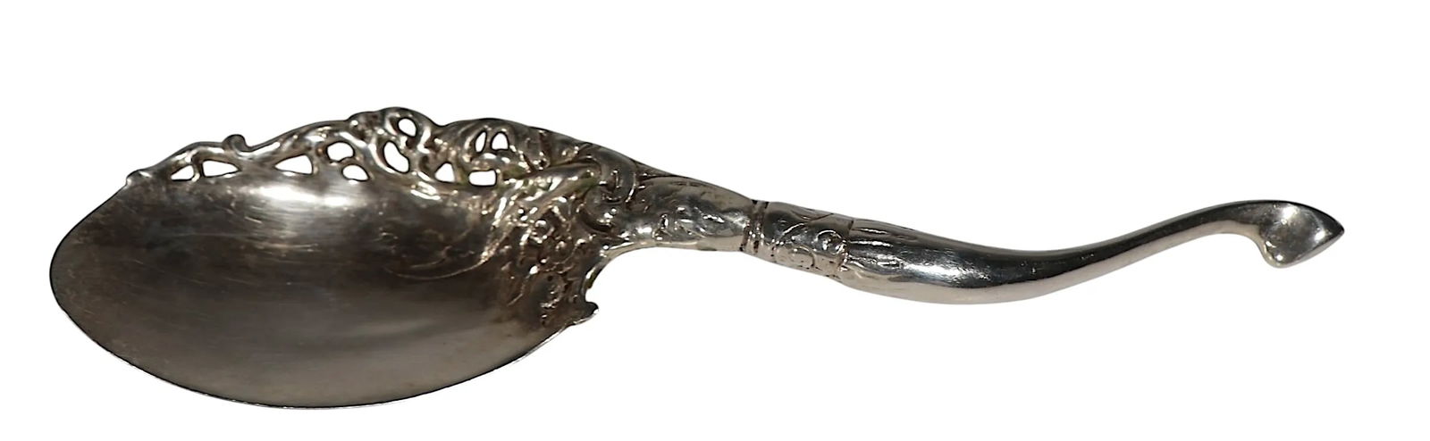 Ornate Art Nouveau Style Silver Serving Spoon - 5