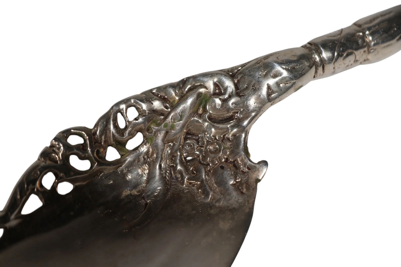 Ornate Art Nouveau Style Silver Serving Spoon - 6