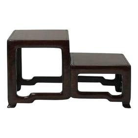 3.25" Brown Wood Step Shape Table Top Curio Display Easel Stand