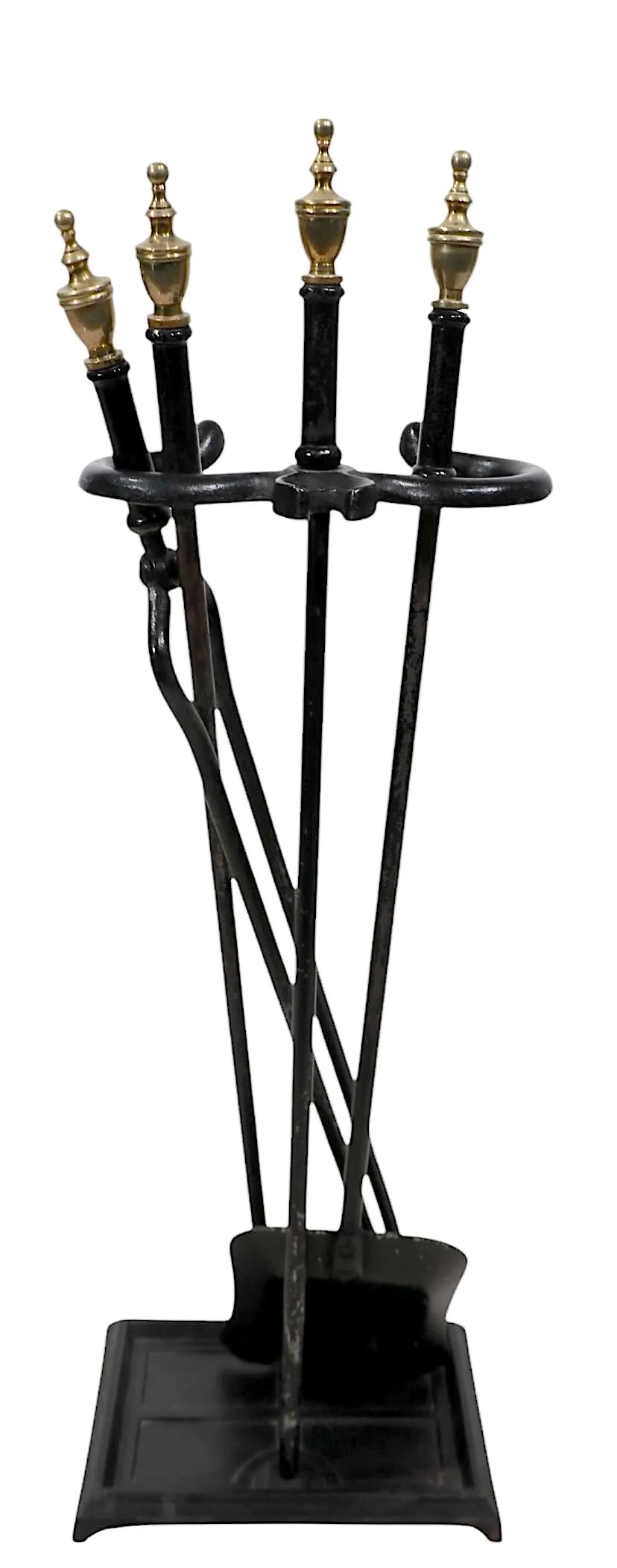 4 Pc. Vintage Brass and Iron Fireplace Tool Set - 4