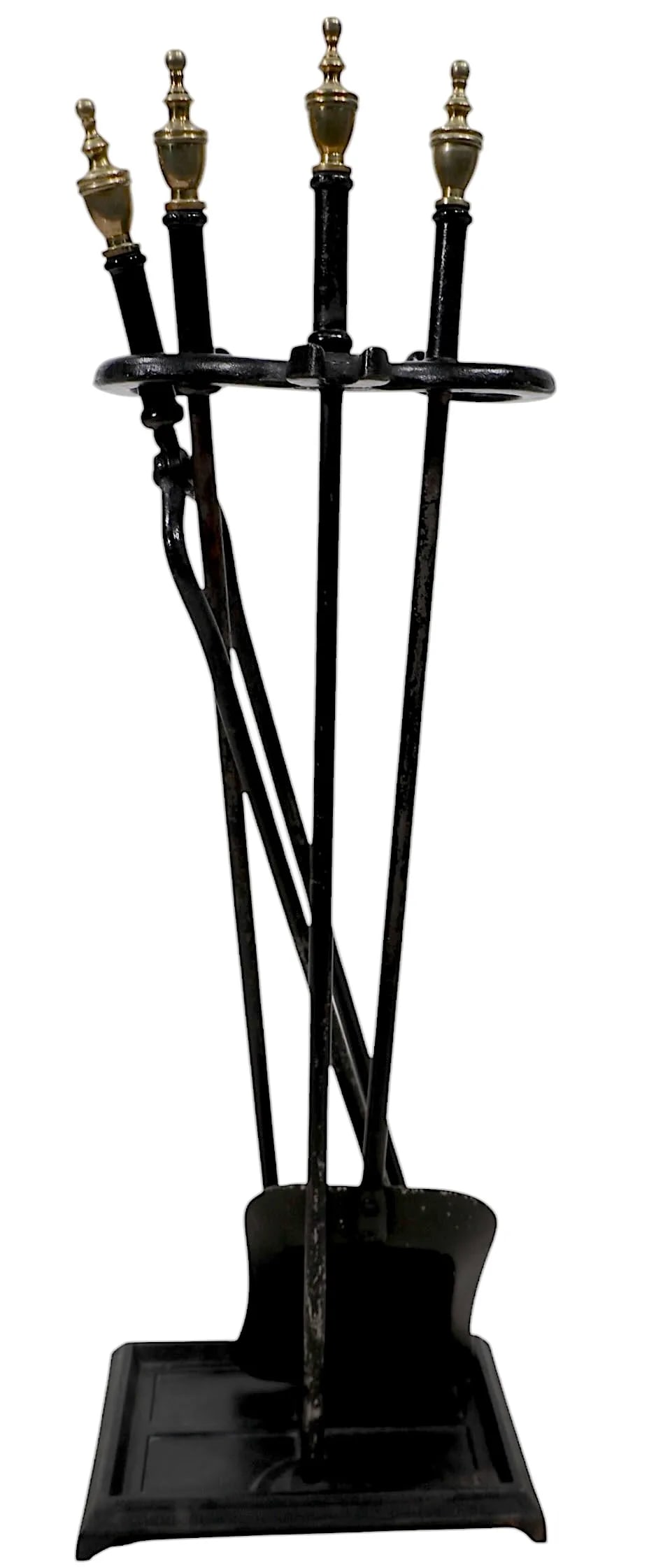 4 Pc. Vintage Brass and Iron Fireplace Tool Set - 5