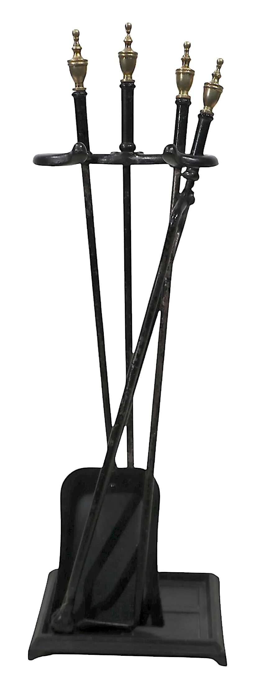 4 Pc. Vintage Brass and Iron Fireplace Tool Set - 8