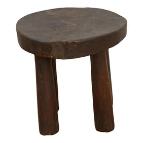 Earthy Hand-Hewn Wood Stool