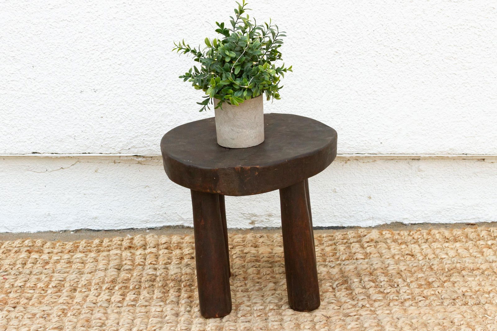 Earthy Hand-Hewn Wood Stool - 2