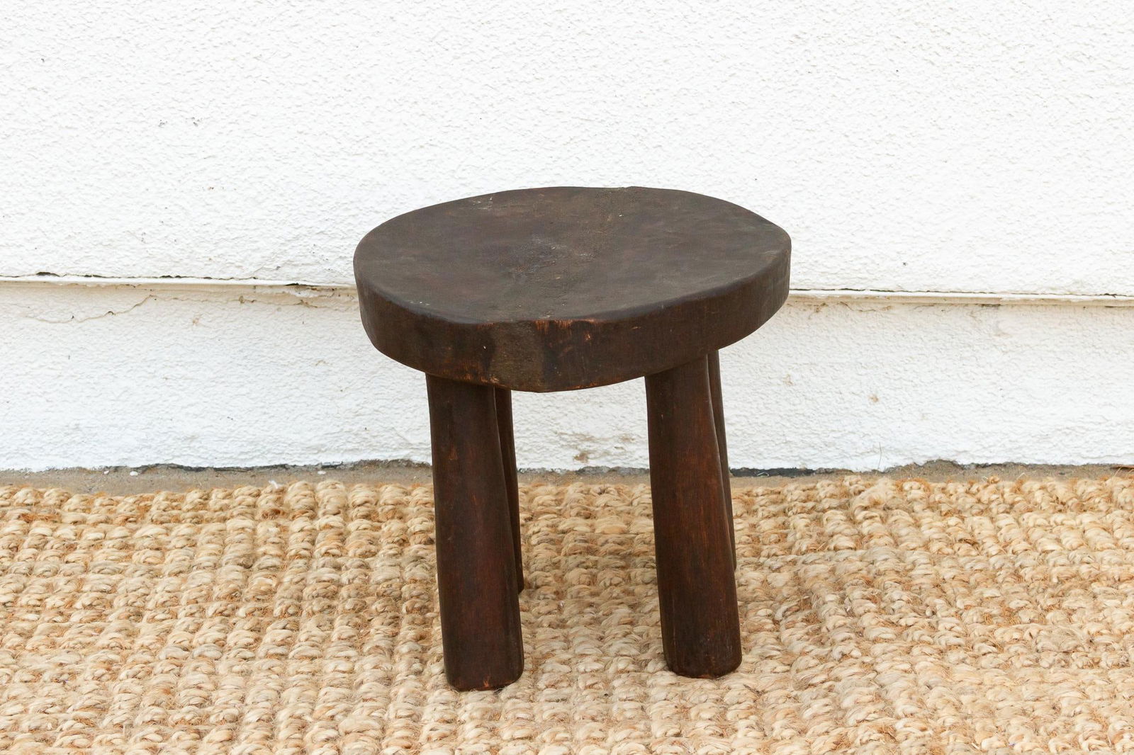 Earthy Hand-Hewn Wood Stool - 3