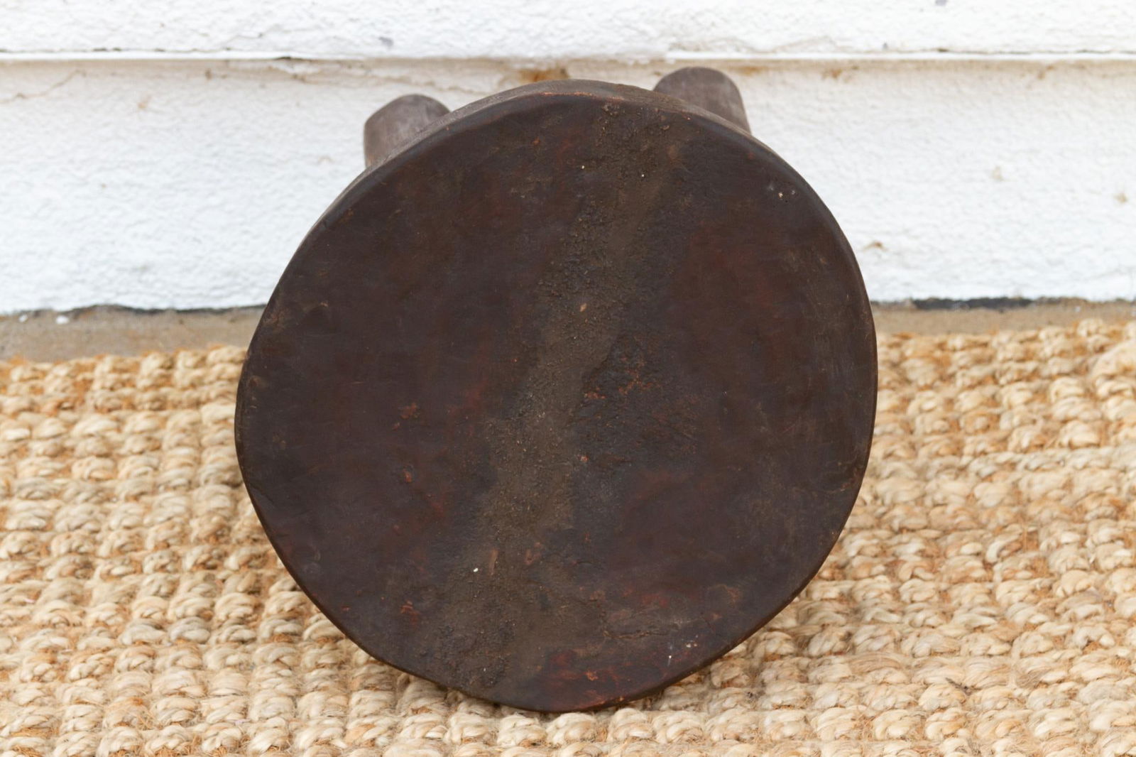 Earthy Hand-Hewn Wood Stool - 4