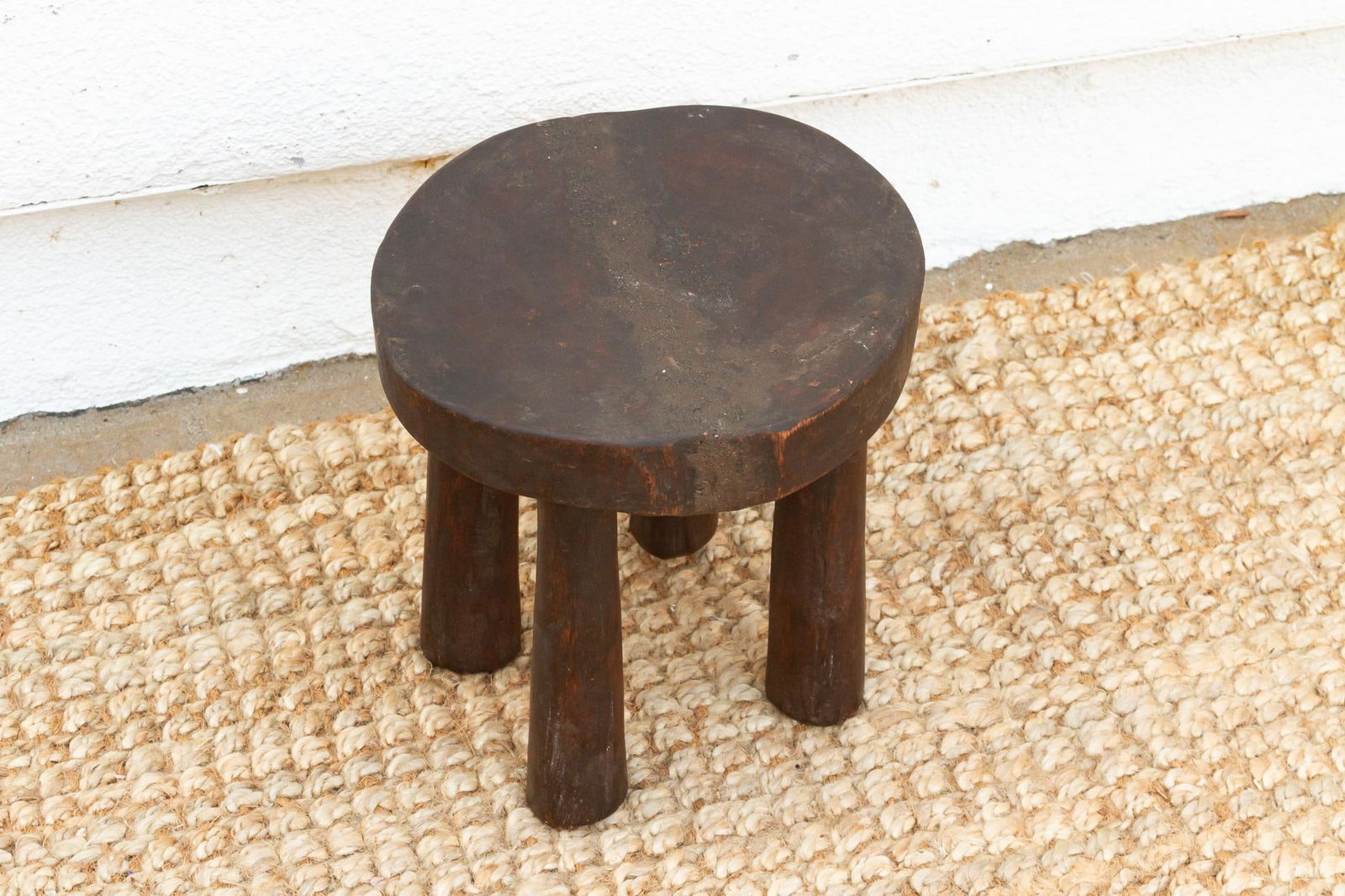Earthy Hand-Hewn Wood Stool - 5