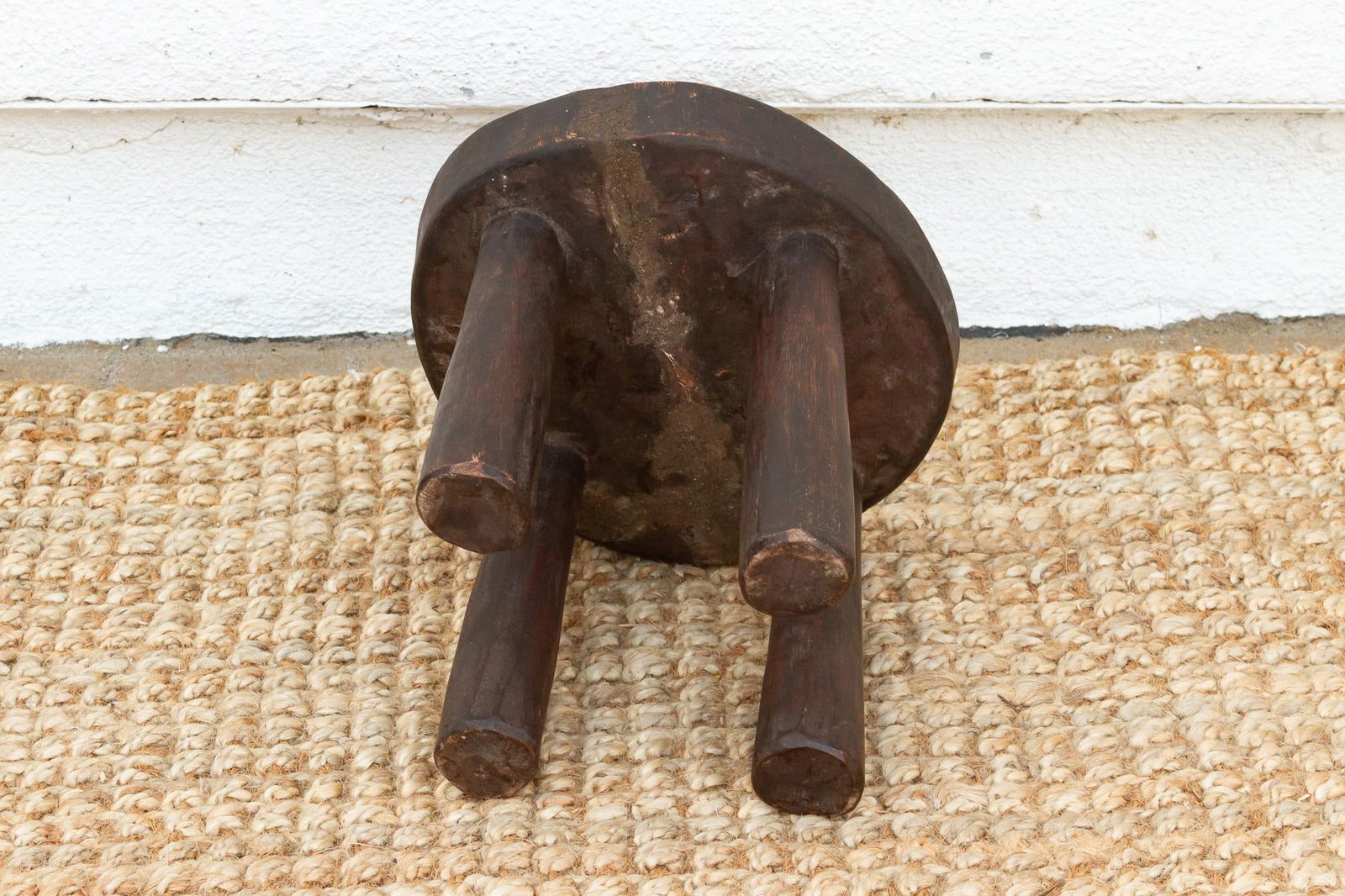 Earthy Hand-Hewn Wood Stool - 6