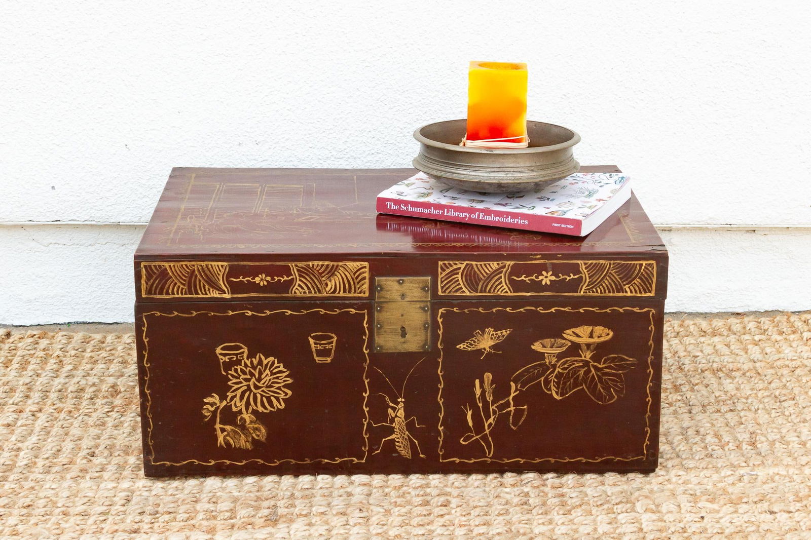 Red & Gold Vintage Chinese Trunk - 10