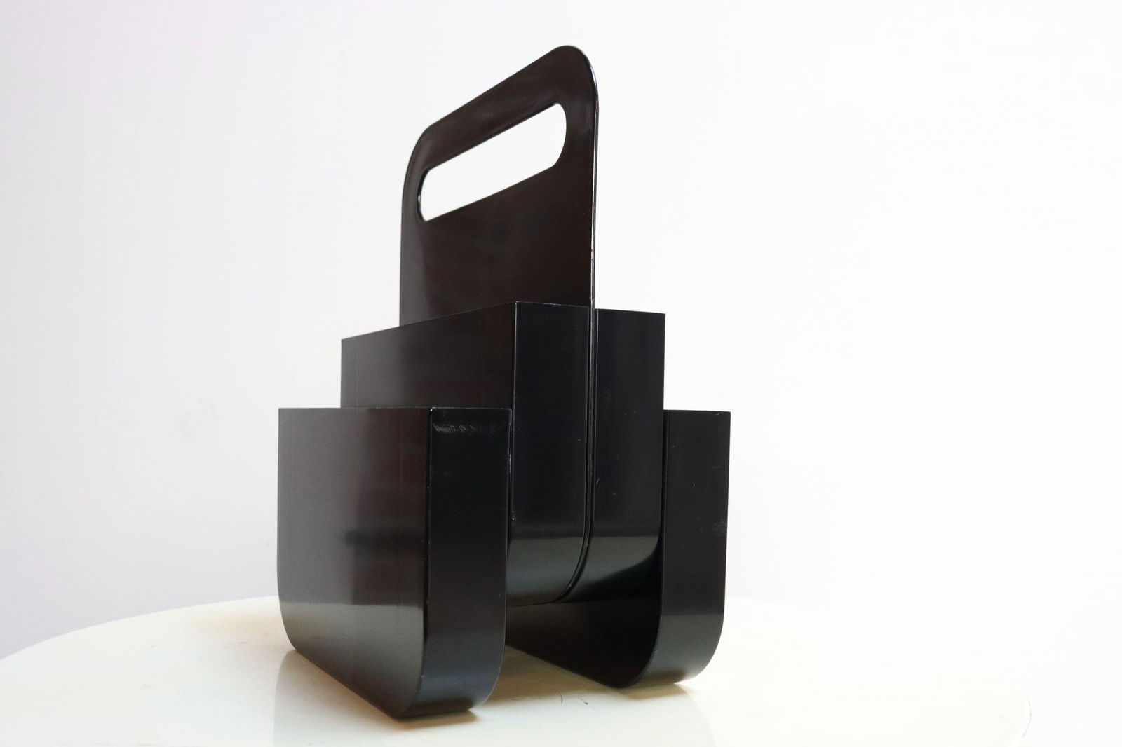 Vintage Italian Black Abs Plastic Magazine Rack by Olaf Von Bohr for Kartell - 2