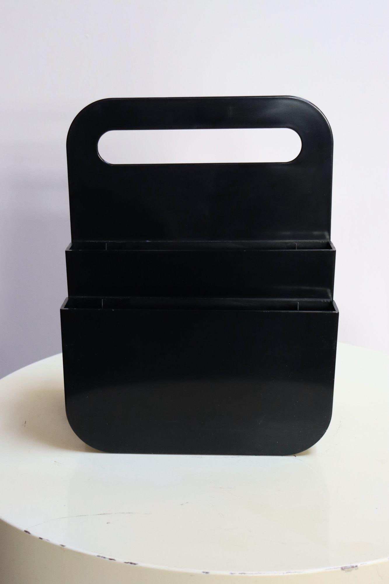 Vintage Italian Black Abs Plastic Magazine Rack by Olaf Von Bohr for Kartell - 3