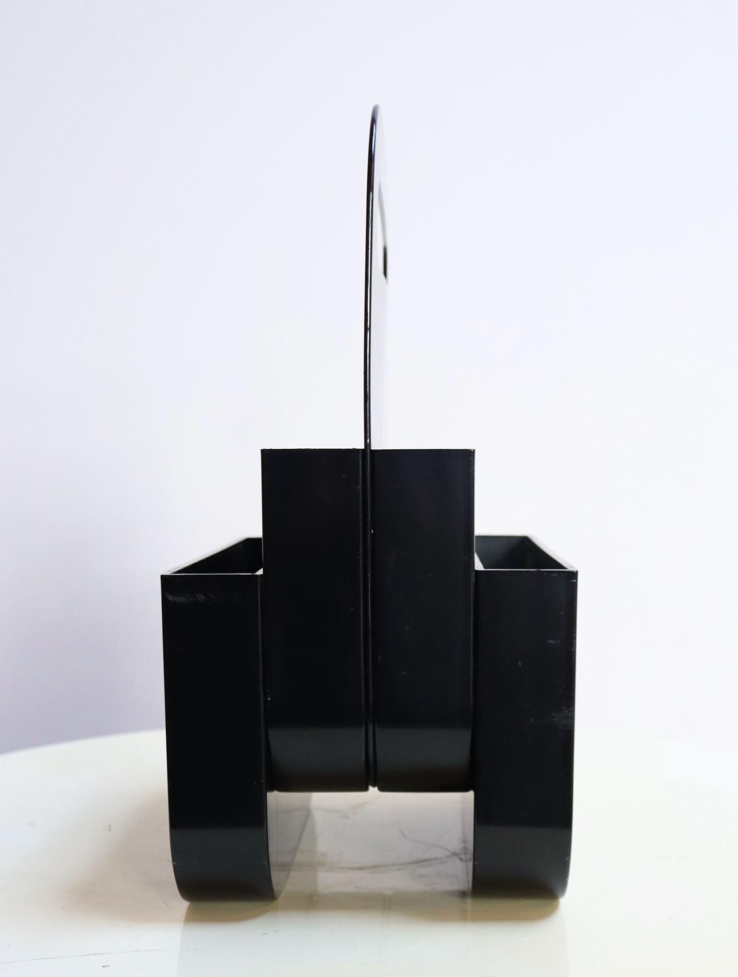 Vintage Italian Black Abs Plastic Magazine Rack by Olaf Von Bohr for Kartell - 5