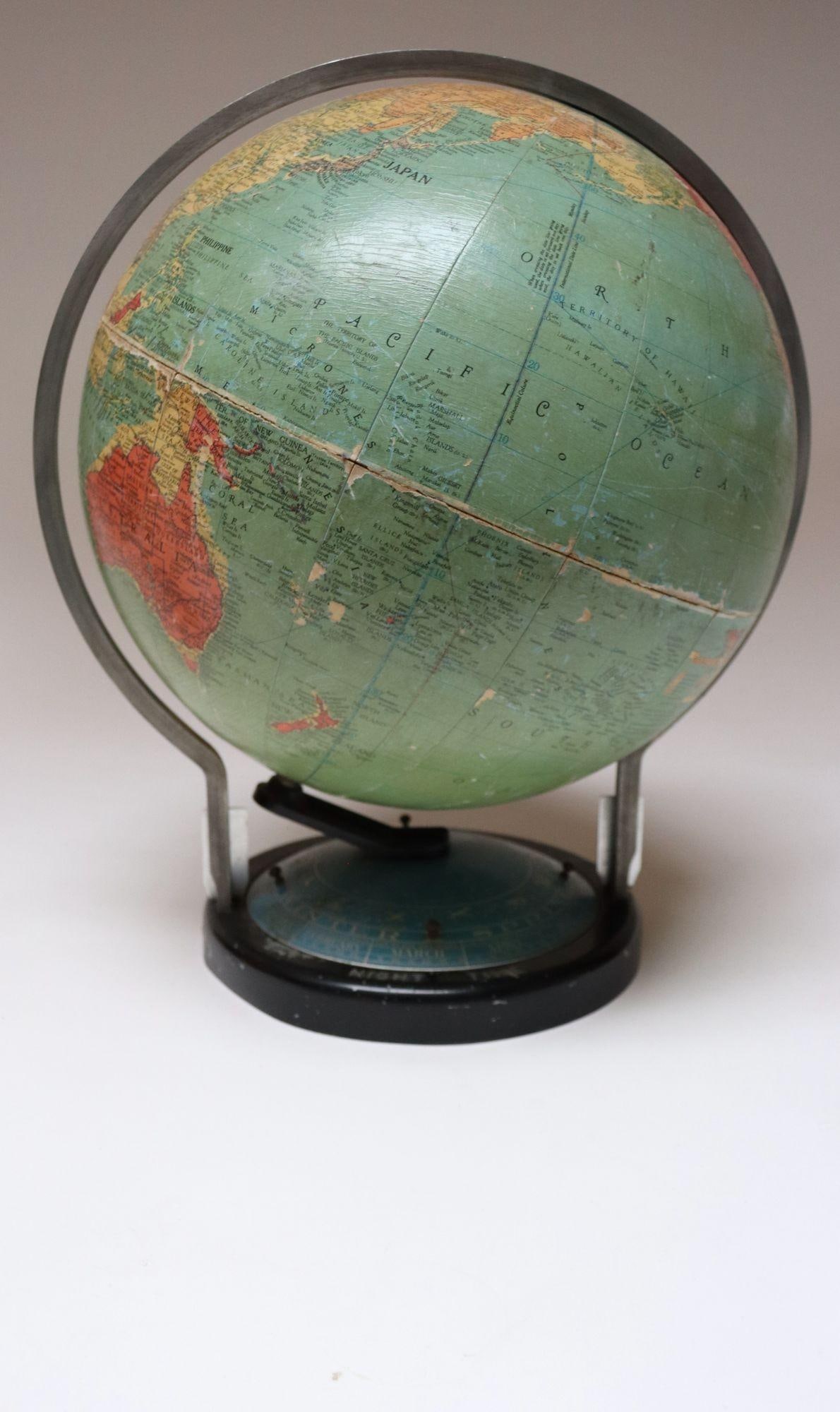 Vintage Replogle Precision Globe With Rotating Zodiac Constellation Base - 2