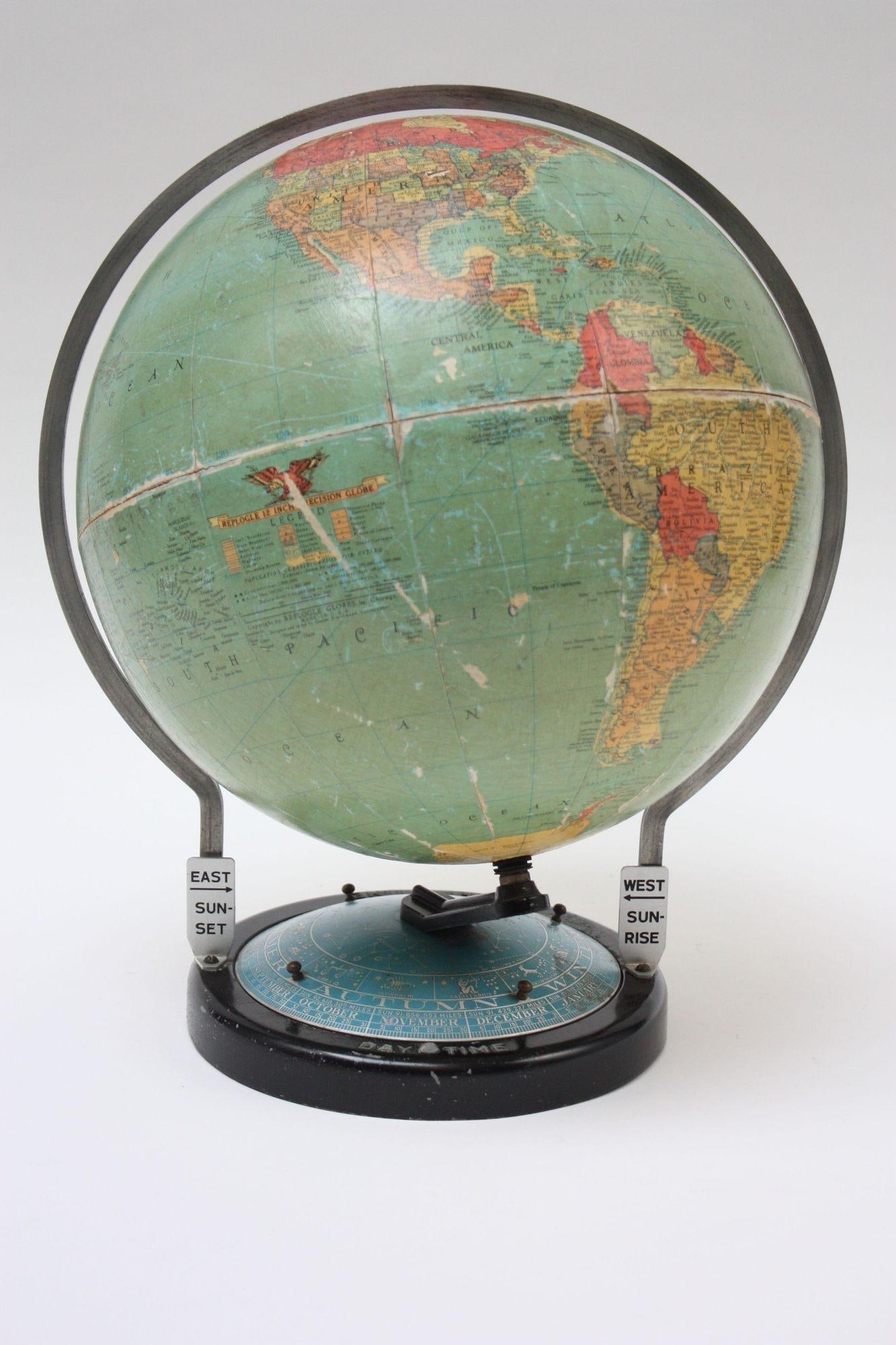 Vintage Replogle Precision Globe With Rotating Zodiac Constellation Base - 3