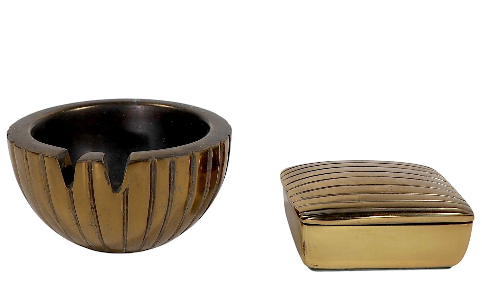 2 Pc Brutalist Mid Century Jenfred Ware Ashtray and Cigarette Box C. 1970's - 8