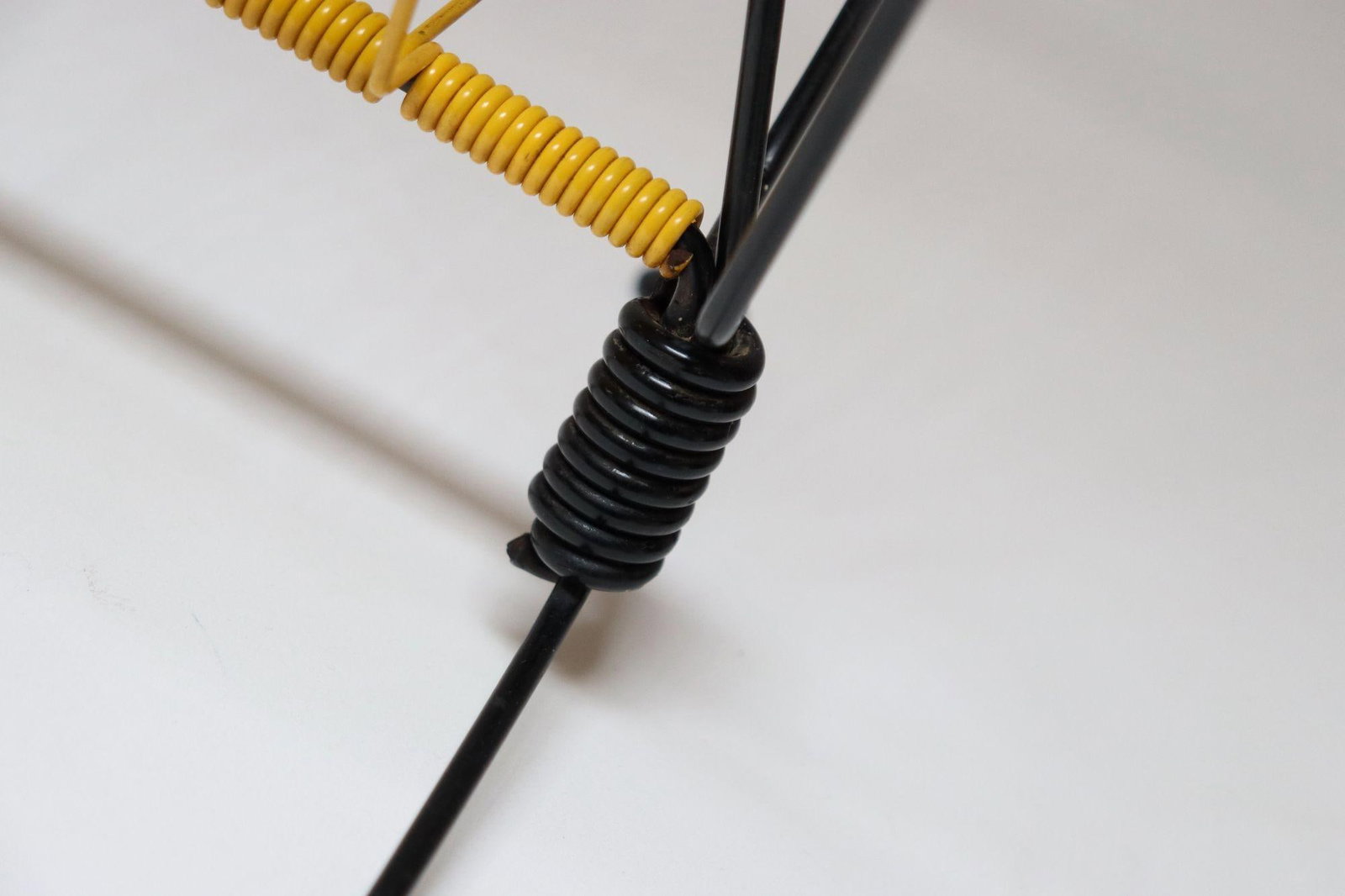 Vintage French Modern Yellow and Black Wire Magazine Rack - 11