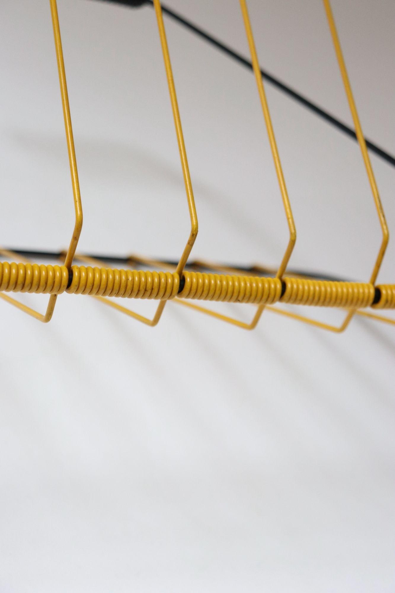 Vintage French Modern Yellow and Black Wire Magazine Rack - 7