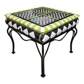 1980s Paint Decorated End Table