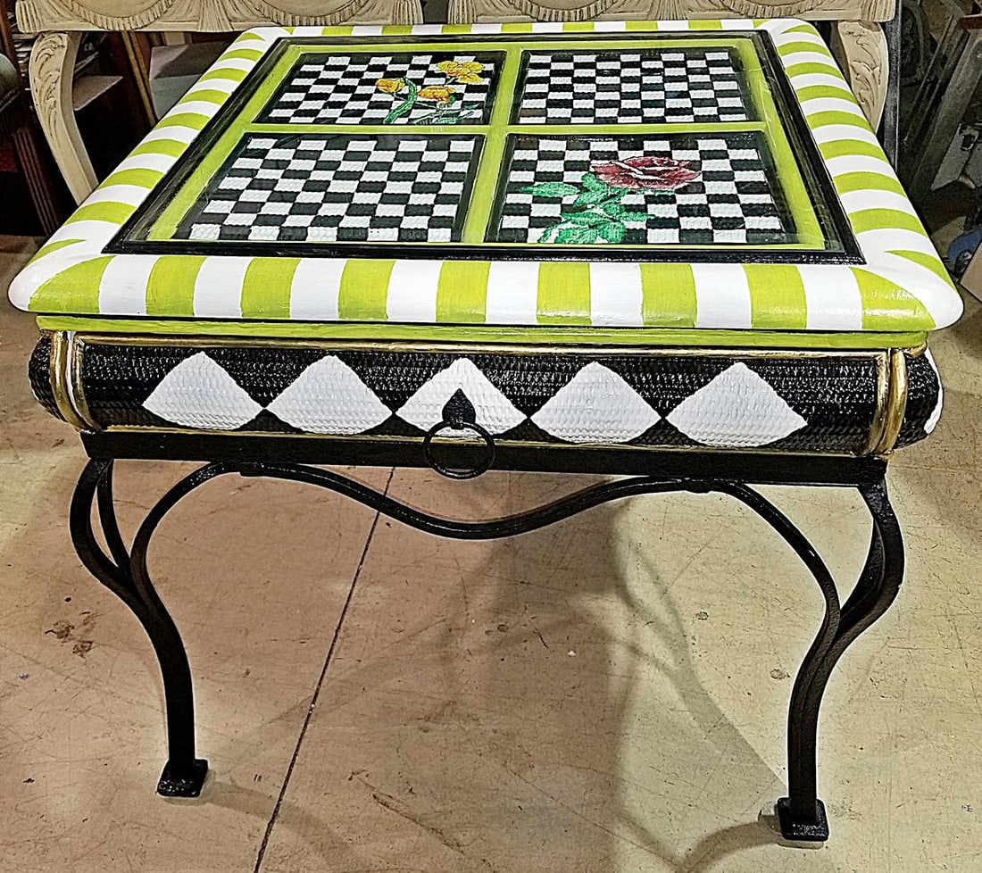 1980s Paint Decorated End Table - 2