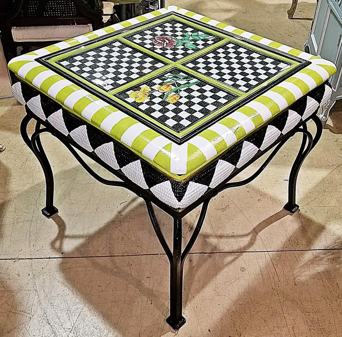 1980s Paint Decorated End Table - 5