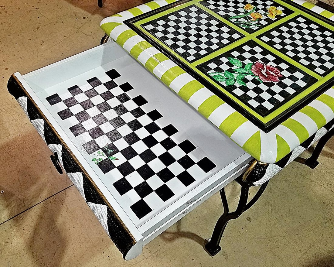 1980s Paint Decorated End Table - 6