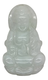 Light Green Sitting Jade Kwan Yin - Bodhisattva - Goddess of Mercy Jade Pendant