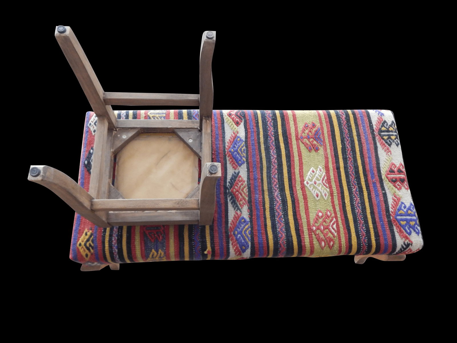 Turkish Kilim Handmade Bench & Ottomans - Set of 4 - 10