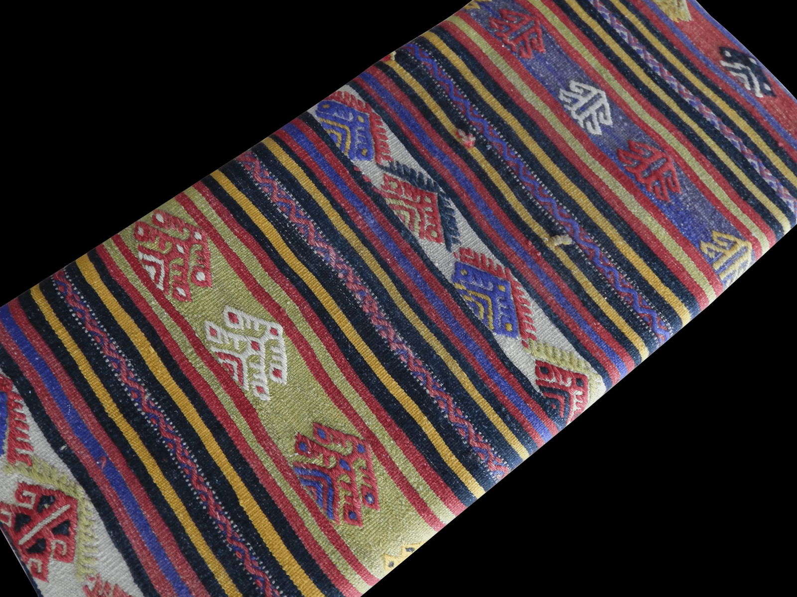 Turkish Kilim Handmade Bench & Ottomans - Set of 4 - 7