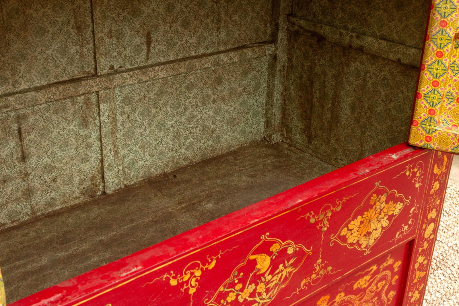 Antique Oriental Red & Guilt Lacquered Armoire - 12