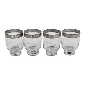Four Mid Century Silver Rim Glasses After Dorothy Thorpe
