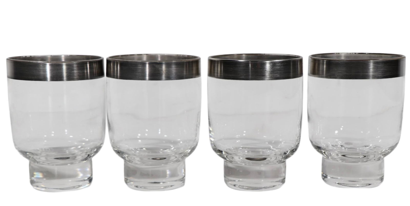 Four Mid Century Silver Rim Glasses After Dorothy Thorpe - 2