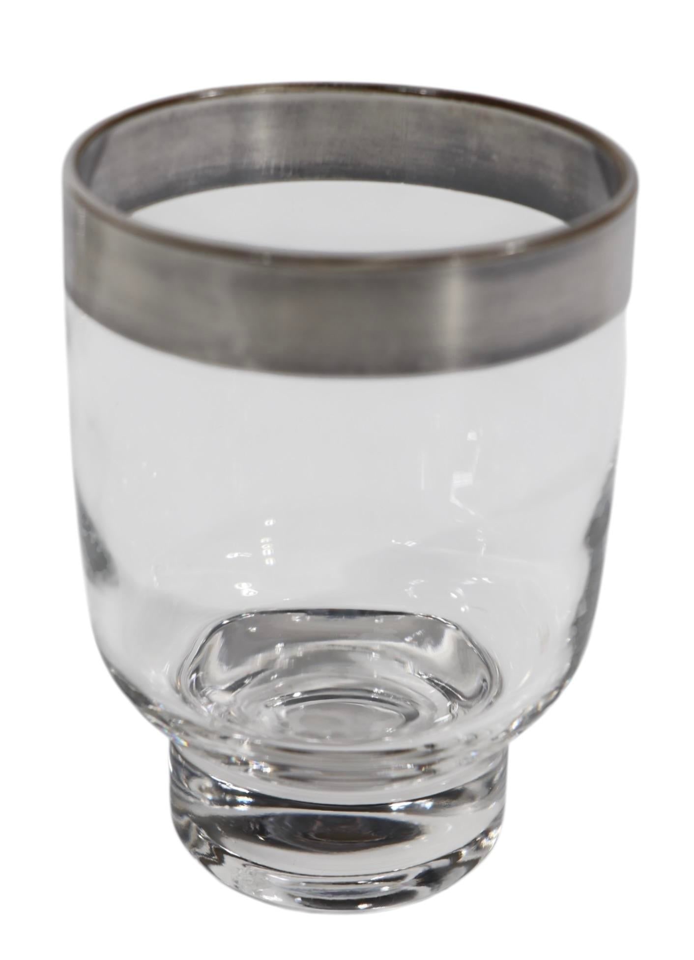 Four Mid Century Silver Rim Glasses After Dorothy Thorpe - 7