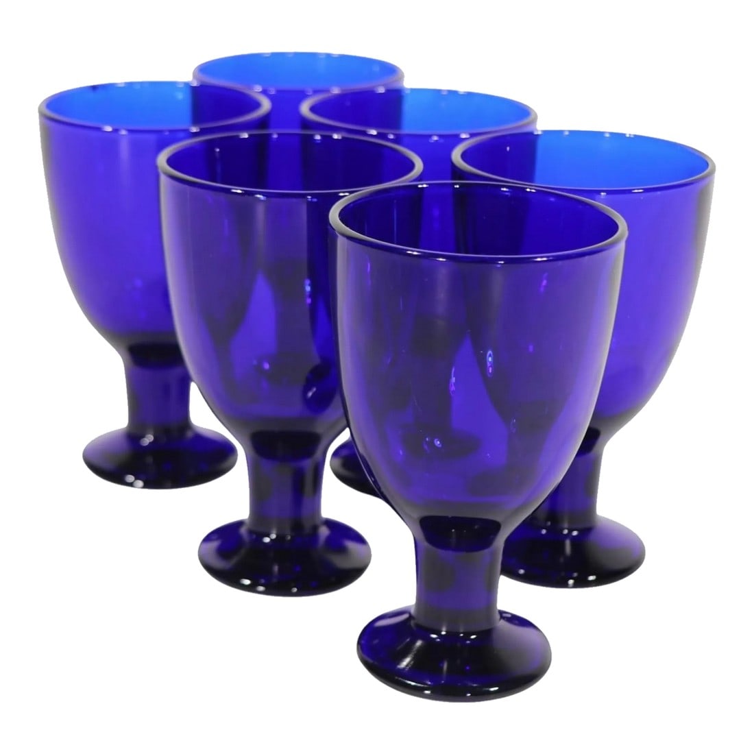 Set of Six Iittala Verna Cobalt Wine Glasses by Kertu Nurminen Made in Finland C 1960's: Exceptional, original set of six Verna pattern wine goblets designed by Kerttu Nurminen, made in Finland for Iittala circa 1960's. Hard to find an original set of six still intact, especially hard to