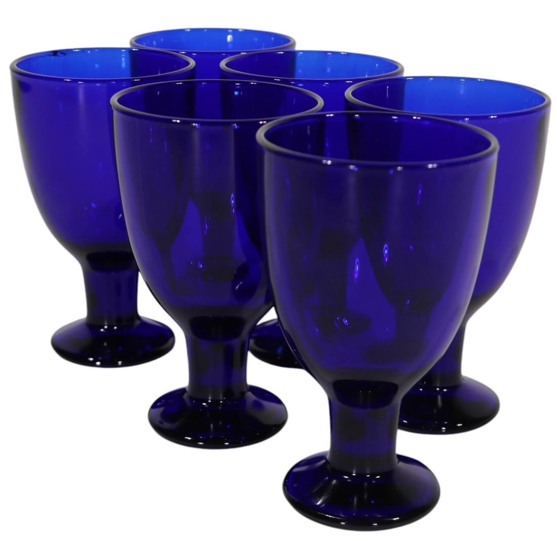 Set of Six Iittala Verna Cobalt Wine Glasses by Kertu Nurminen Made in Finland C 1960's - 3