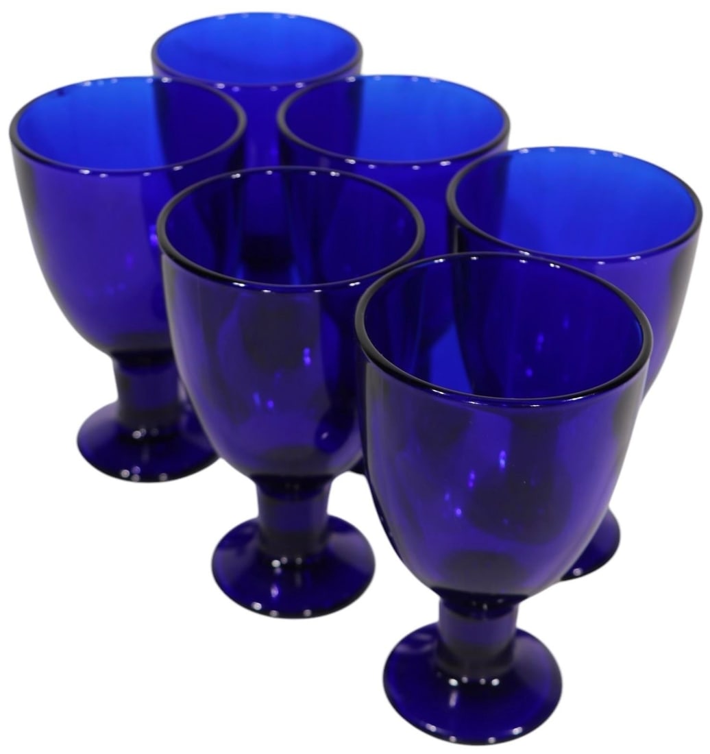 Set of Six Iittala Verna Cobalt Wine Glasses by Kertu Nurminen Made in Finland C 1960's - 8