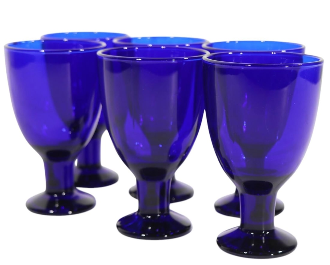 Set of Six Iittala Verna Cobalt Wine Glasses by Kertu Nurminen Made in Finland C 1960's - 9