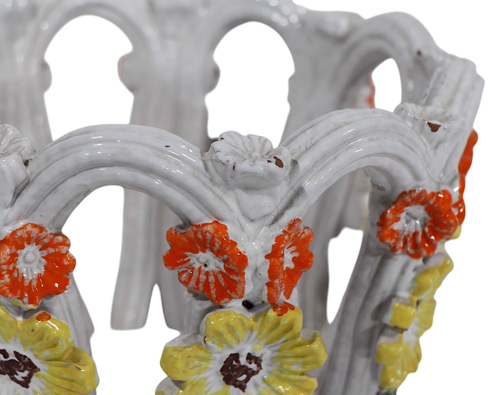 Vintage Italian Reticulated Pottery Flower Pot Planter After Raymor Rosenthal Netter - 6