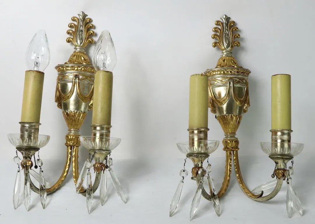 1930s Formal Silver Plate Candle Sconces - a Pair - 10
