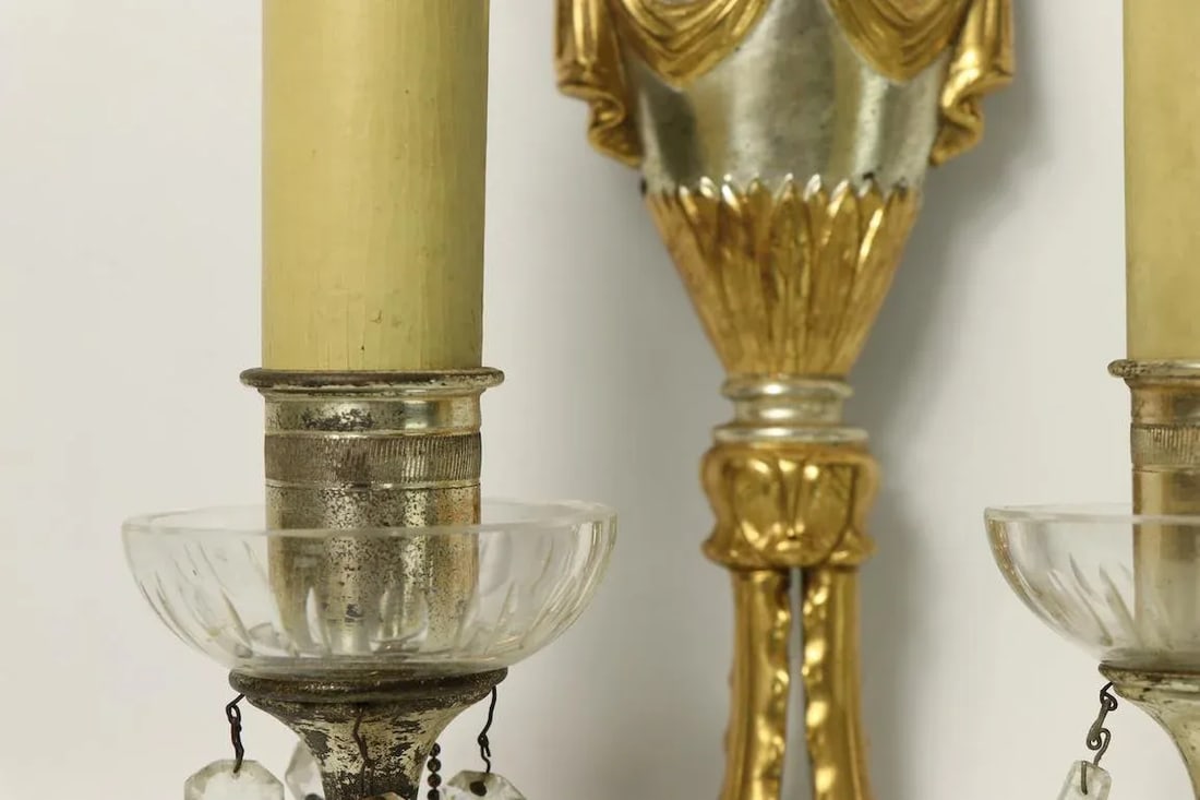 1930s Formal Silver Plate Candle Sconces - a Pair - 11