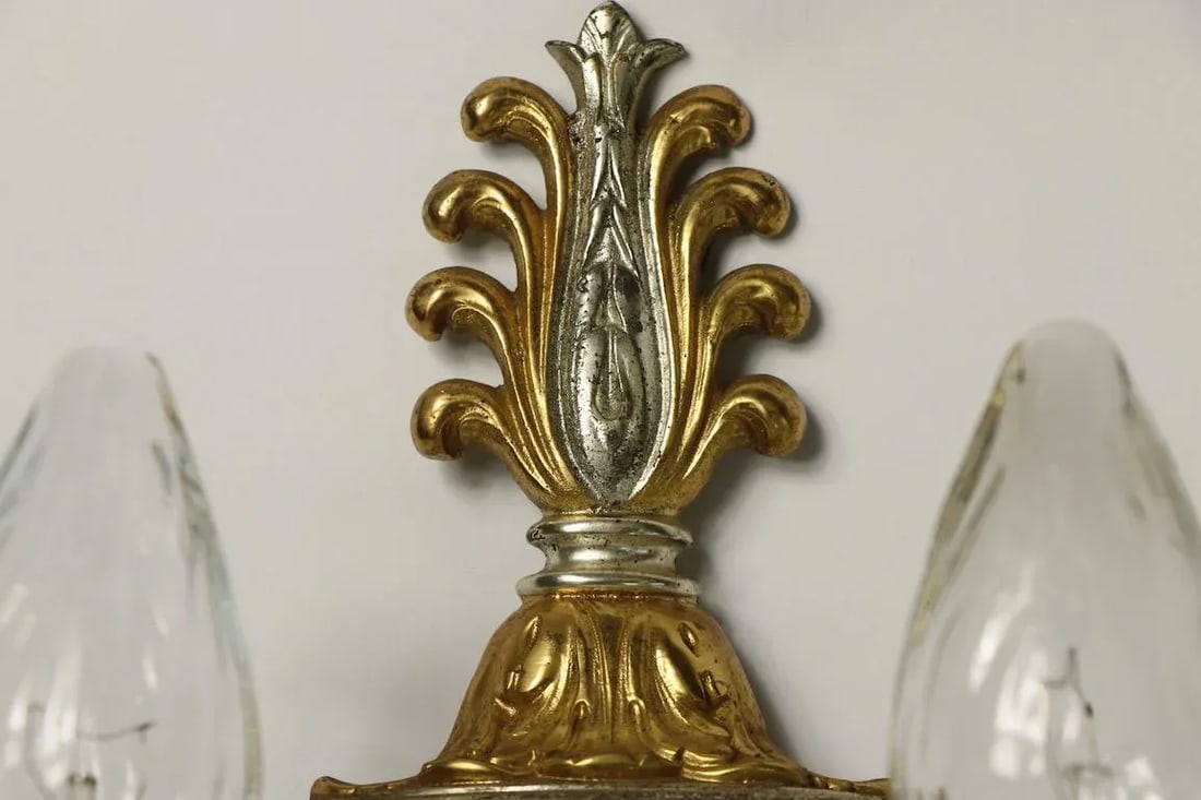 1930s Formal Silver Plate Candle Sconces - a Pair - 12