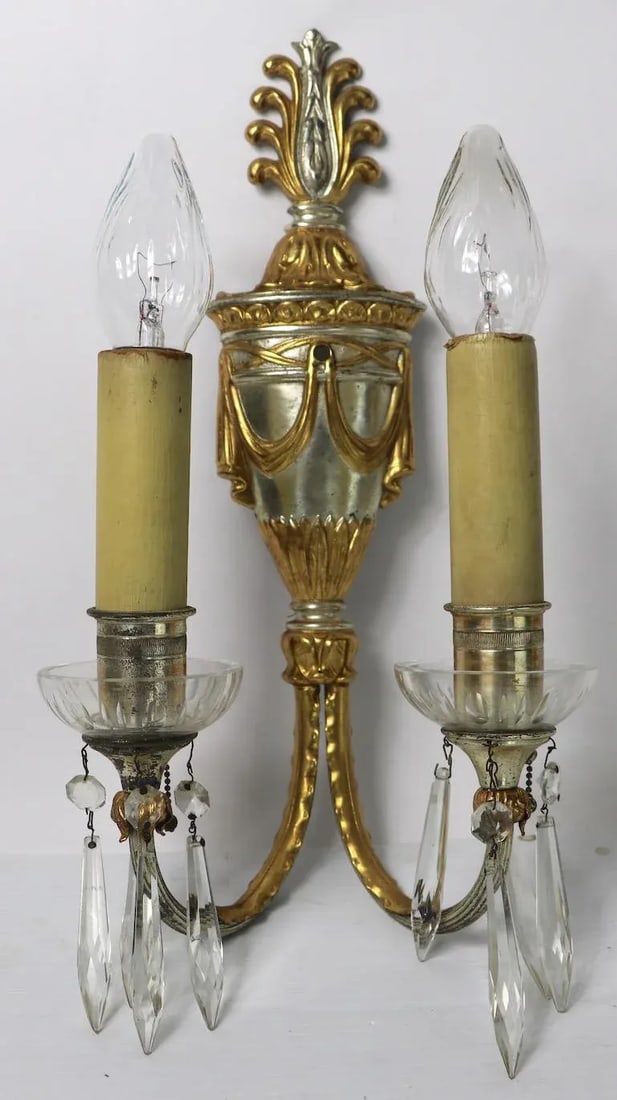 1930s Formal Silver Plate Candle Sconces - a Pair - 7