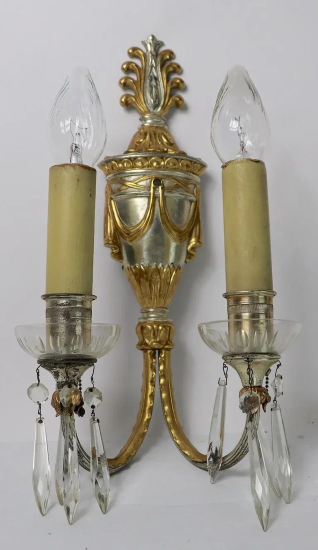 1930s Formal Silver Plate Candle Sconces - a Pair - 8