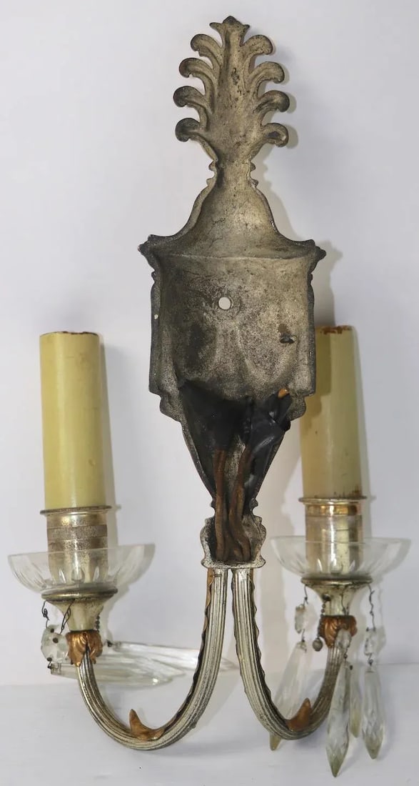 1930s Formal Silver Plate Candle Sconces - a Pair - 9