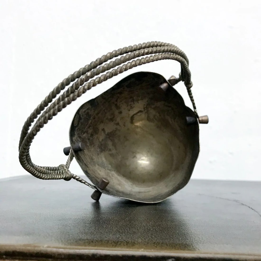 1960s Taxco Patinated Silverplate Heart Basket Mexico - 2