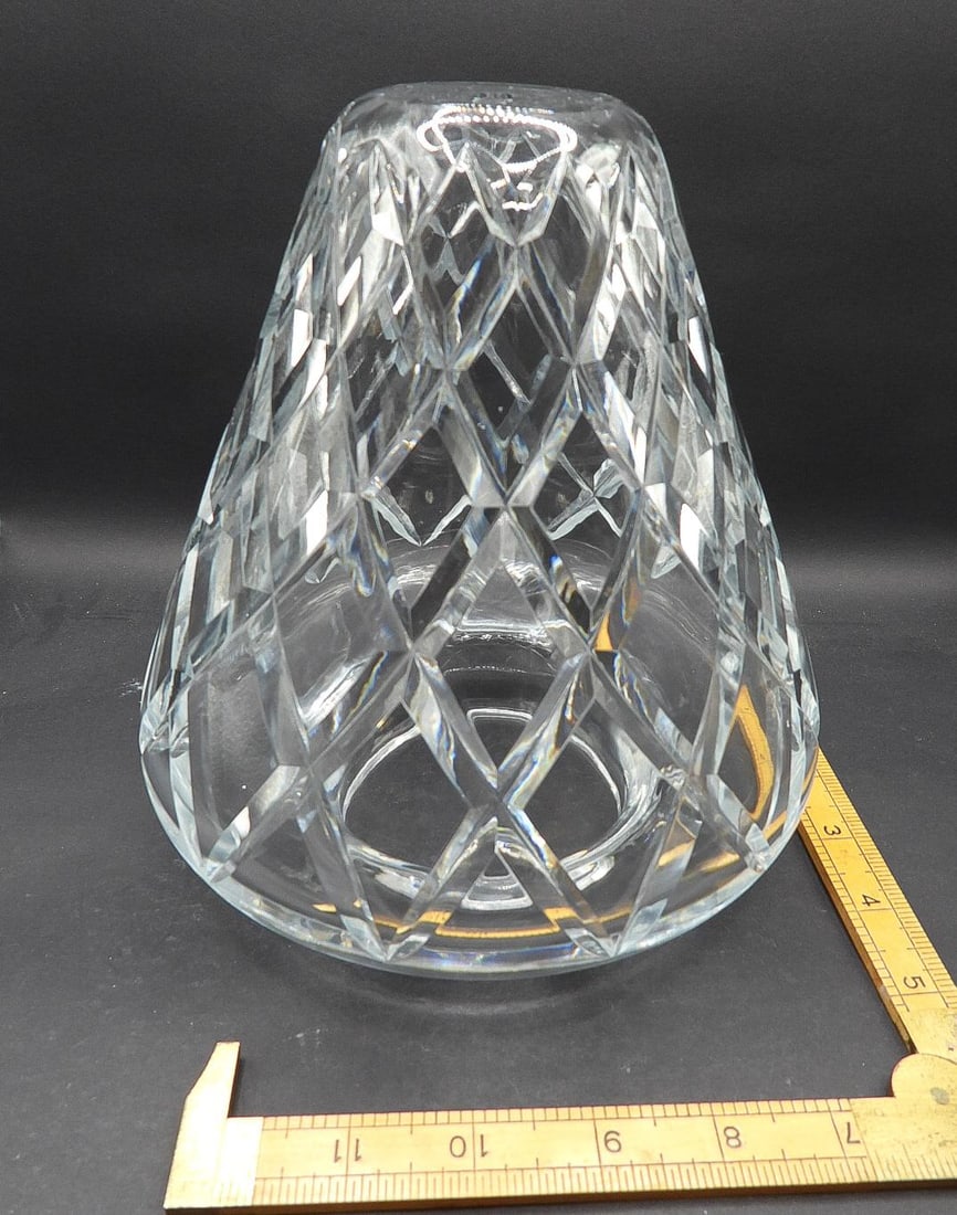 1970s Cut Crystal Waterford Comeragh Table Lamp Bell Shaped Replacement Shade, Unmarked - 3