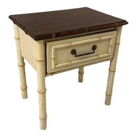 American Thomasville Ivory Faux Bamboo Nightstand